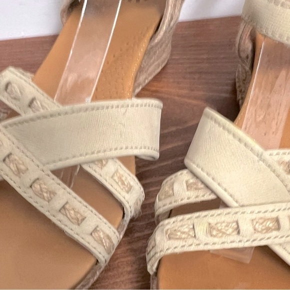 UGG Mairi Espadrille Wedge Buckle Strap Leather Sandal Neutral Boho Comfort 8.5 - Picture 2 of 14